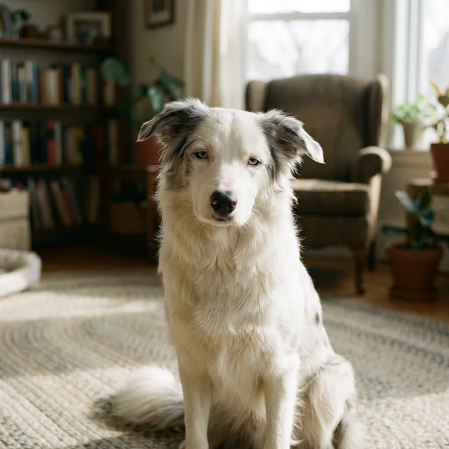 ダブルマールの個体 — 過剰な白色被毛が特徴的